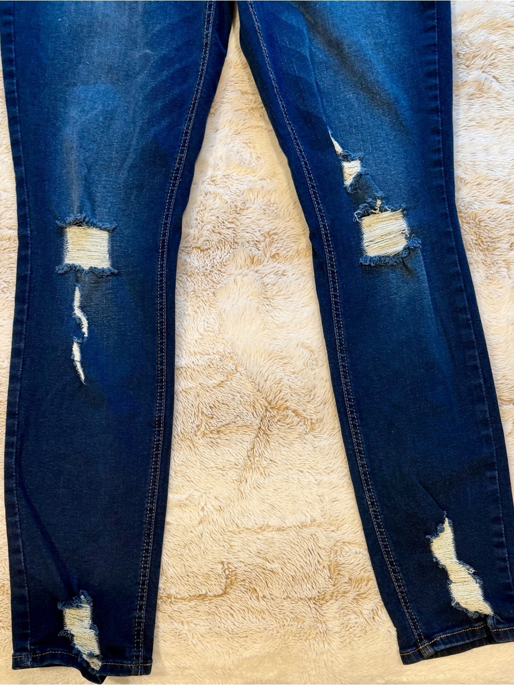 refuge Skinny Distressed Dark Blue Jeans - Picture 2 of 7